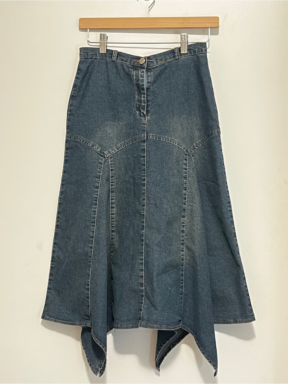 Vintage Asymmetrical Handkerchief Hem Denim Skirt Meridiani - Size M